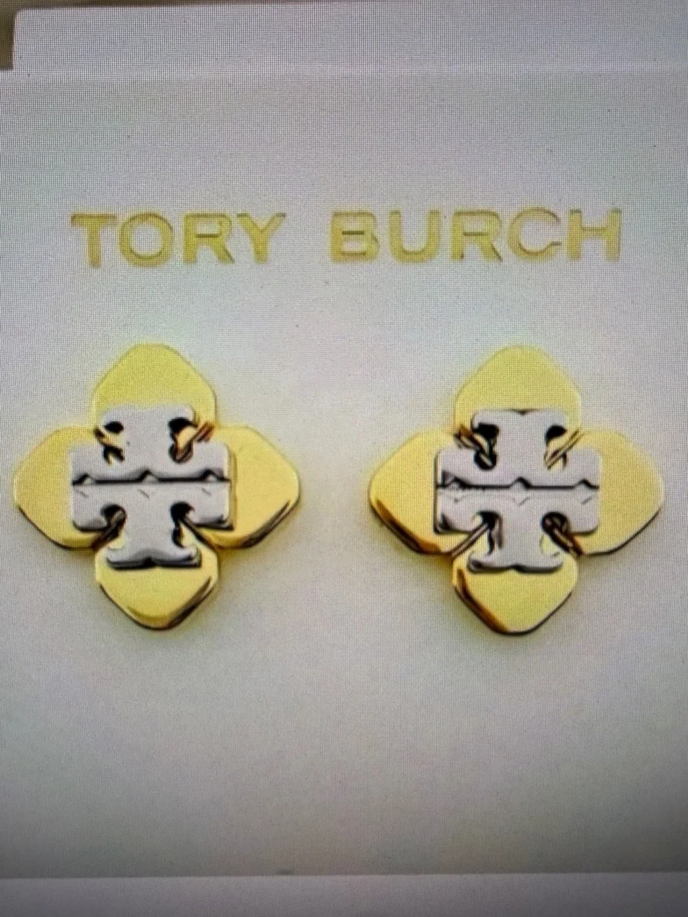 Tory Burch Gold and Silver Flower Stud Earrings